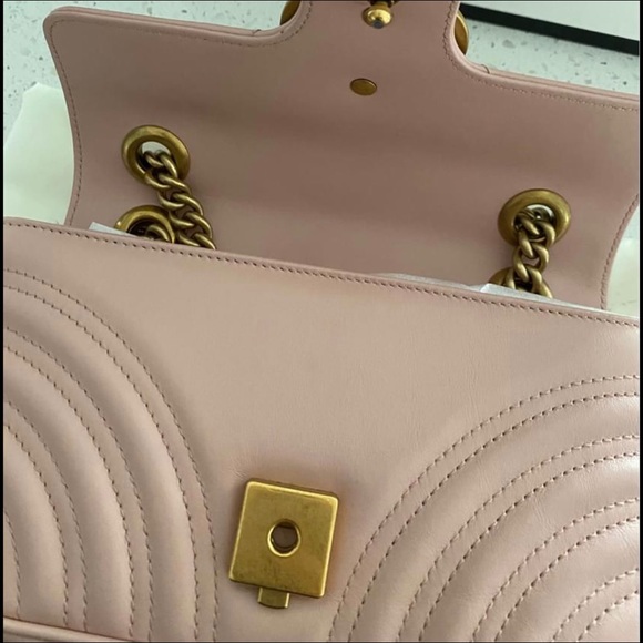 Pink Mini Gucci Marmont Flap Bag - Picture 2 of 3